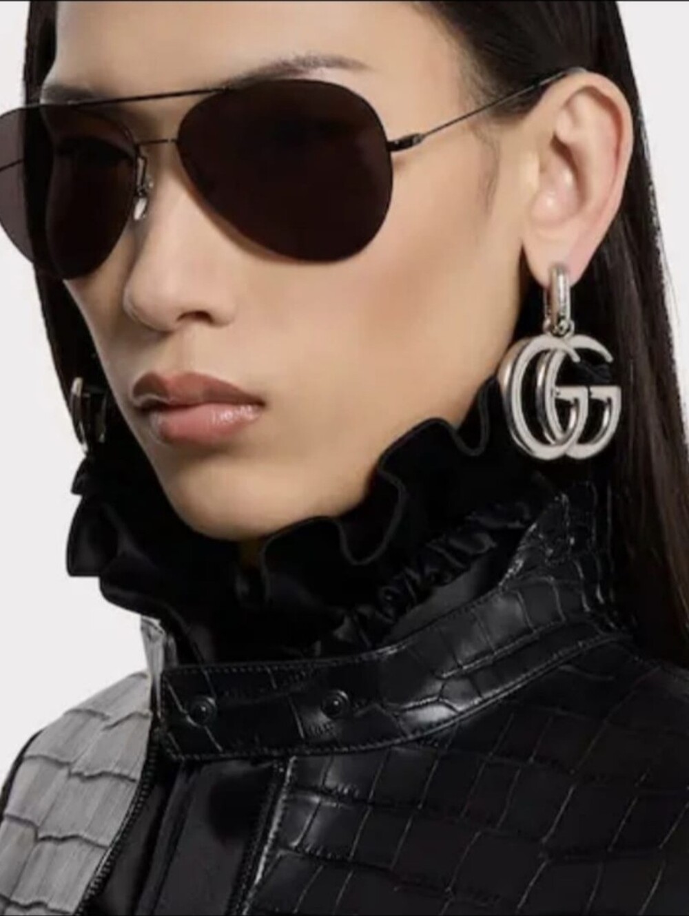GUCCI GG Marmont Oversized Silver-Tone Earrings